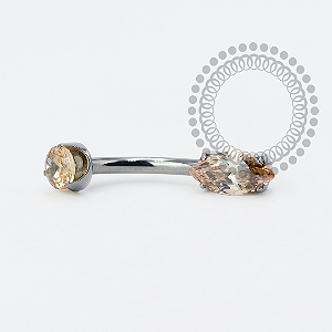 TN1928 Navel Navete CZ Champanhe Titânio ASTM F136