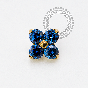 TN1938 Topo Trevo CZ Azul Safira Titânio  PVD Gold