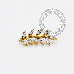 TN1954 Topo Mini Galho 10 Pétalas Titânio PVD Gold