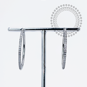 TN1960 Par De Brincos Argola Cravejada 30mm Titânio ASTM F136