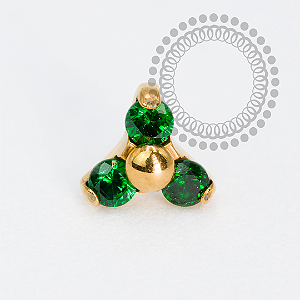 TN1982 Topo Trinity Verde Push Pin Titânio PVD Gold