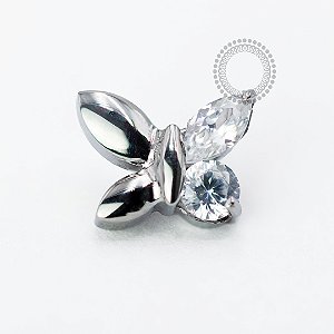 TN1987 Topo Borboleta CZ 2 Faces Titânio ASTM F136