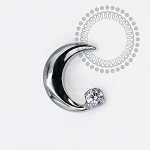 TN1993 Topo Lua Crescente CZ Titãnio ASTM F-136