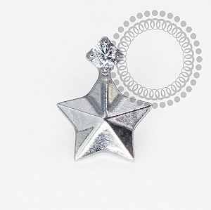 TN2021 Topo Estrela Facetada CZ Titânio ASTM F-136