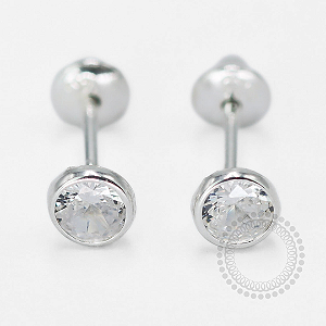 PR36 Brinco Ponto De Luz  Tarraxa Bebê Prata 925