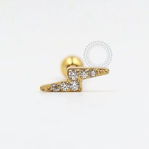 PVD102 Microbell Raio Cravejado PVD Gold