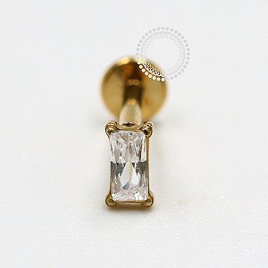 PVD114 Labret CZ Baguette Vertical 316L PVD Gold