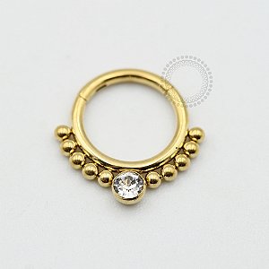 PVD30 Segmento Frontal Esferas 1 CZ Aço PVD Gold