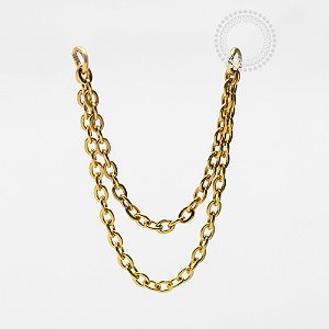 PVD31 Corrente Dupla Aço PVD Gold