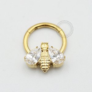 PVD41 Segmento Abelha CZ Aço PVD Gold