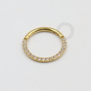 PVD51 Segmento Frontal Cravejado Aço PVD Gold