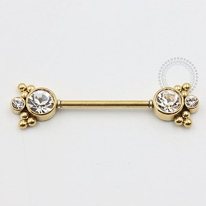 PVD59 Nipple CZ Indiano Push Pin Aço PVD Gold