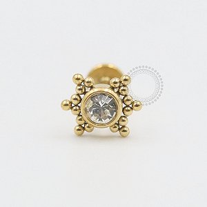 PVD64 Labret Zirconia Esferas Aço PVD Gold