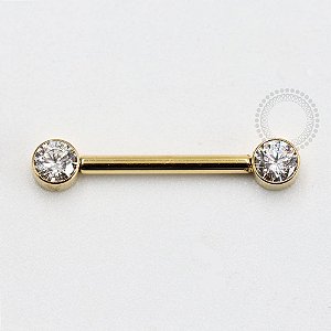 PVD94 Nipple CZ Flat Push Pin Aço PVD Gold