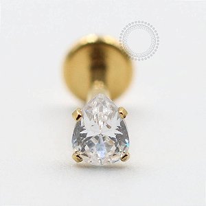 PVD97 Labret Gota Zirconia Aço PVD Gold