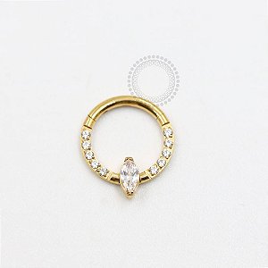 TN1004 Segmento CZ Frontal Navete Central Titânio PVD Gold