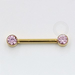 TN1043 Nipple CZ Flat Rosa Push Pin Titânio PVD Gold