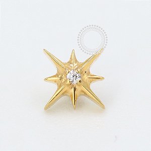 TN1064 Topo Mini Estrela 8 Pontas CZ Titânio PVD Gold