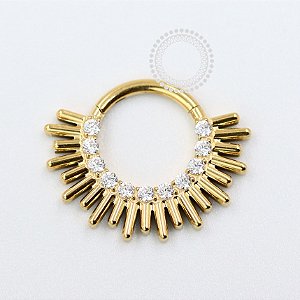 TN1070 Segmento Frontal 8mm CZ Raios Titânio PVD Gold