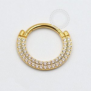 TN1081 Segmento Frontal Cravejado Duplo Titânio PVD Gold