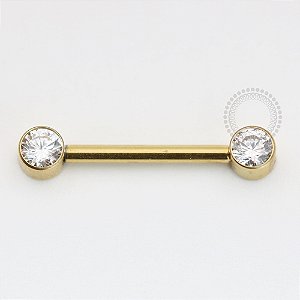 TN1094 Nipple CZ Flat Cristal Push Pin Titânio PVD Gold