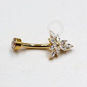 TN1114 Navel Triangular Navetes Titânio PVD Gold