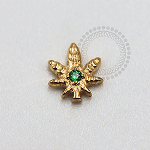 TN1170 Topo Cannabis CZ Verde Titânio PVD Gold