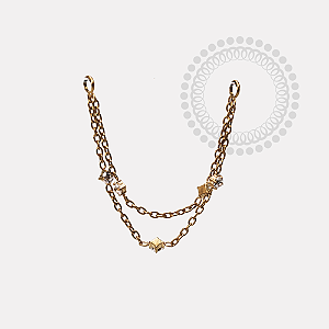 TN1171 Corrente Elo Duplo Zirconias Titanio PVD Gold