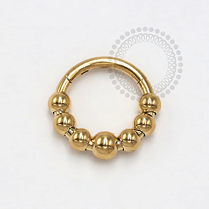 TN1199 Segmento 8mm 7 Esferas Titânio PVD Gold