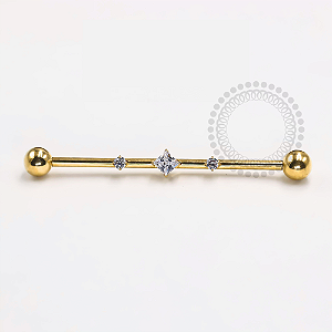 TN1216 Transversal  3 Ziconias Titânio PVD Gold