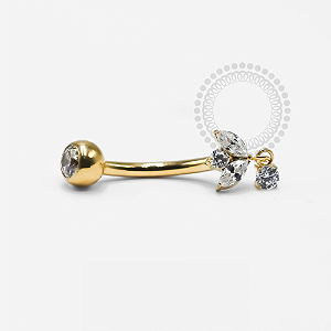 TN1222 Navel 2 Navetes Pingente CZ Titânio PVD Gold