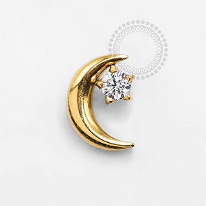 TN1286 Topo Lua com Estrela Titânio  PVD Gold