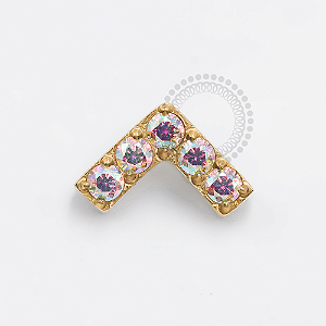 TN1289 Topo Em V Cravejado Titânio PVD Gold