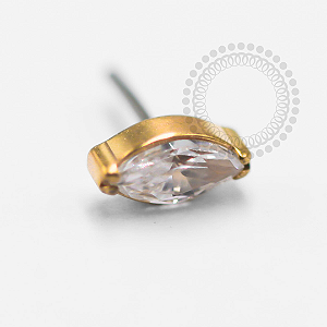 TN1338 Topo Navete CZ Push Pin Titânio PVD Gold