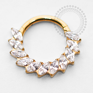 TN1359 Segmento Frontal 8mm Navetes Inclinados Titânio PVD Gold