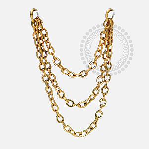 TN1372 Corrente Elo Triplo 0.8mm Titânio PVD Gold
