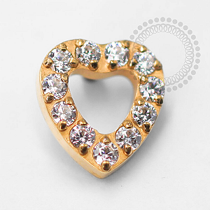 TN1428 Topo Coração Cravejado Titânio PVD Gold