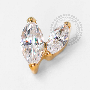 TN1441 Topo 2 Navetes CZ Titânio PVD Gold