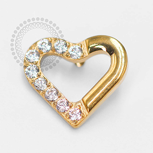 TN1444 Topo Coração CZ Lateral Titânio PVD Gold