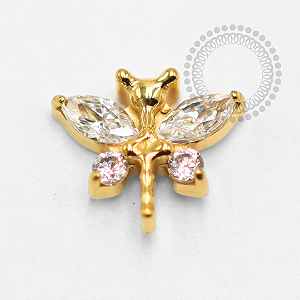 TN1469 Topo Libélula CZ Titânio PVD Gold