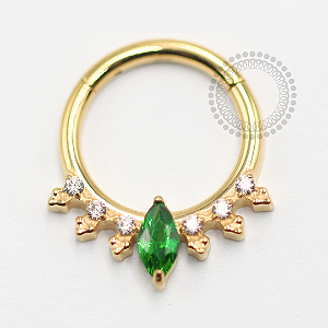 TN1473 Segmento 8mm CZ Navete Esmeralda Titânio PVD Gold