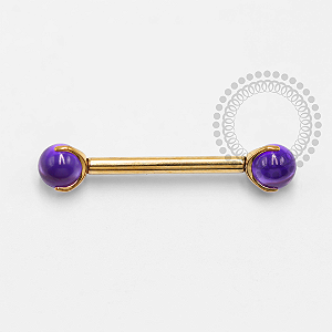 TN1549 Nipple Ametista Sintética Titânio PVD Gold