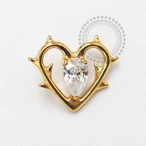 TN1555 Topo Coração de Fogo CZ Titânio PVD Gold