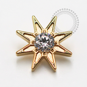 TN1581 Topo Estrela 8 Pontas CZ Titânio PVD Gold