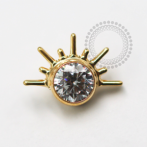 TN1589 Topo Zirconia Raios de Sol Titânio PVD Gold