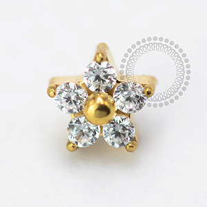 TN1633 Topo Micro Flor CZ 3.2mm Titanio PVD Gold