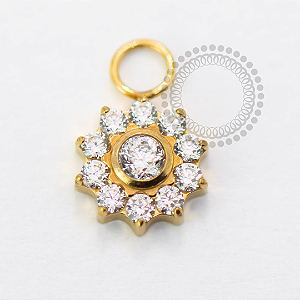 TN1636 Pingente Flor 10 Pétalas Titanio PVD Gold