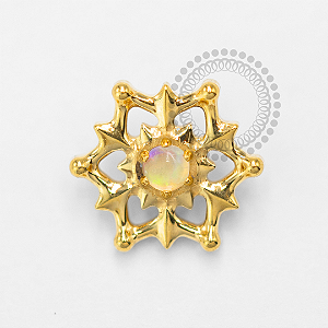 TN1646  Topo Flor de Lótus com Opala Titanio PVD Gold