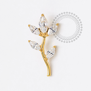 TN1658 Topo Cluster Ramo 3 Navetes CZ Titanio PVD Gold