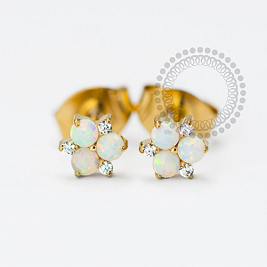 TN1660 Brinco Trinity Opalas e Zirconias Titanio PVD Gold